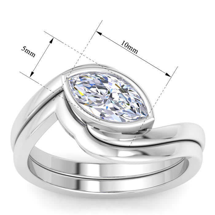 1 Carat Marquise Shape Lab Grown Diamond Ring In Sterling Silver, Solitaire