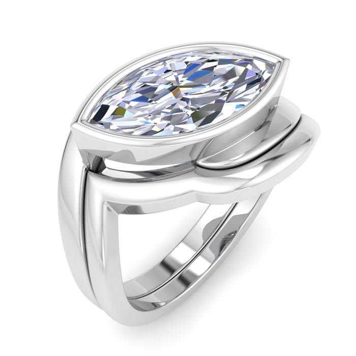 2 Carat Marquise Shape Lab Grown Diamond Ring In Sterling Silver, Solitaire