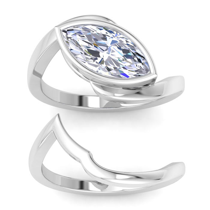 2 Carat Marquise Shape Lab Grown Diamond Ring In Sterling Silver, Solitaire