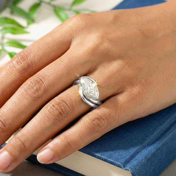 2 Carat Marquise Shape Lab Grown Diamond Ring In Sterling Silver, Solitaire