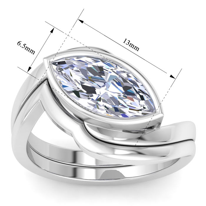 2 Carat Marquise Shape Lab Grown Diamond Ring In Sterling Silver, Solitaire