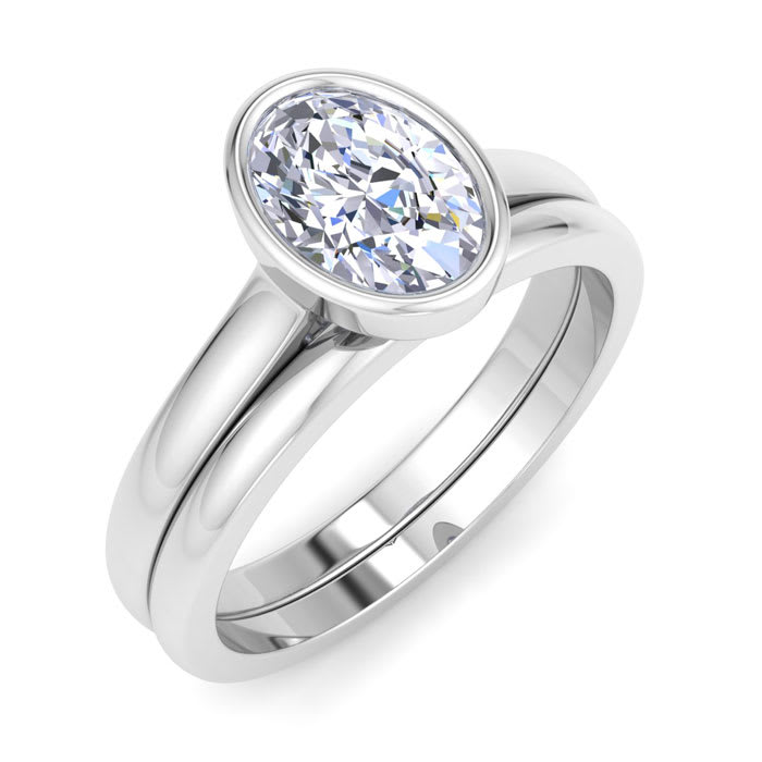 1 Carat Oval Shape Lab Grown Diamond Ring In Sterling Silver, Solitaire