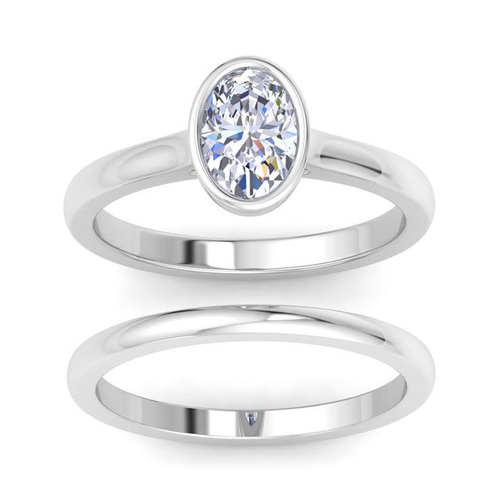 1 Carat Oval Shape Lab Grown Diamond Ring In Sterling Silver, Solitaire