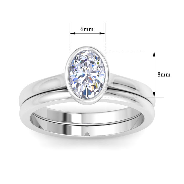 1 Carat Oval Shape Lab Grown Diamond Ring In Sterling Silver, Solitaire