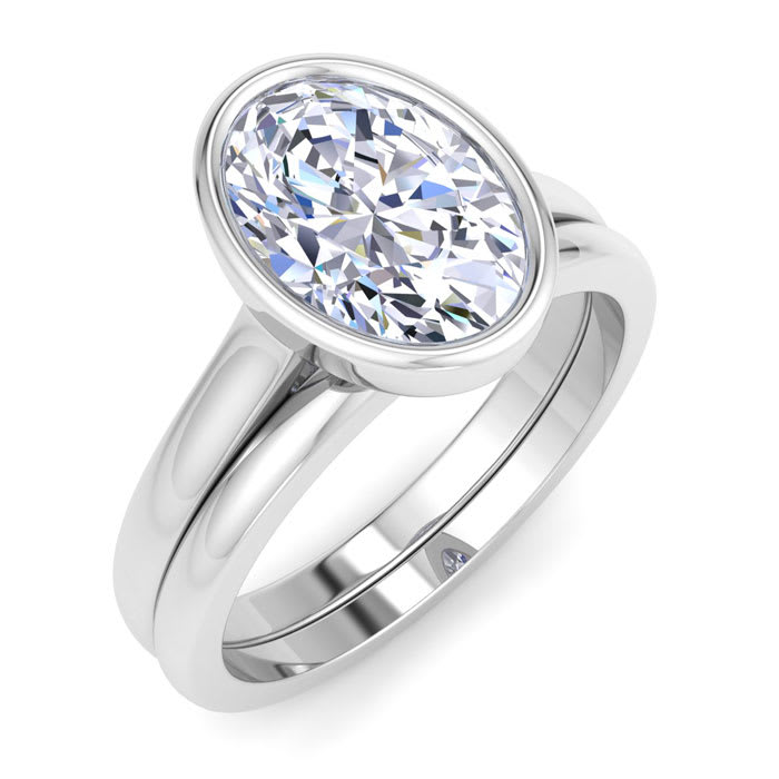 2 Carat Oval Shape Lab Grown Diamond Ring In Sterling Silver, Solitaire