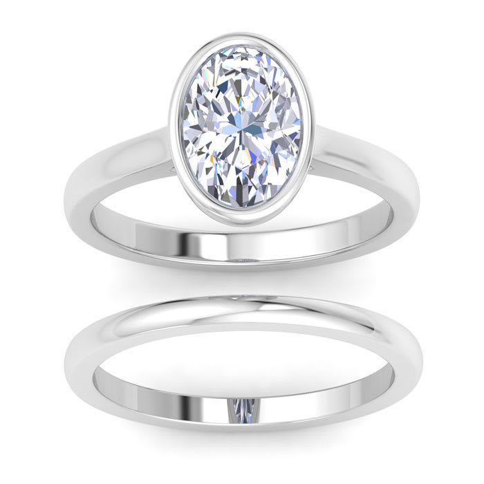 2 Carat Oval Shape Lab Grown Diamond Ring In Sterling Silver, Solitaire