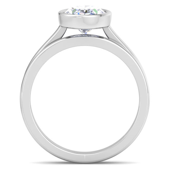 2 Carat Oval Shape Lab Grown Diamond Ring In Sterling Silver, Solitaire
