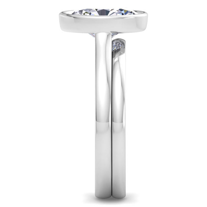 2 Carat Oval Shape Lab Grown Diamond Ring In Sterling Silver, Solitaire