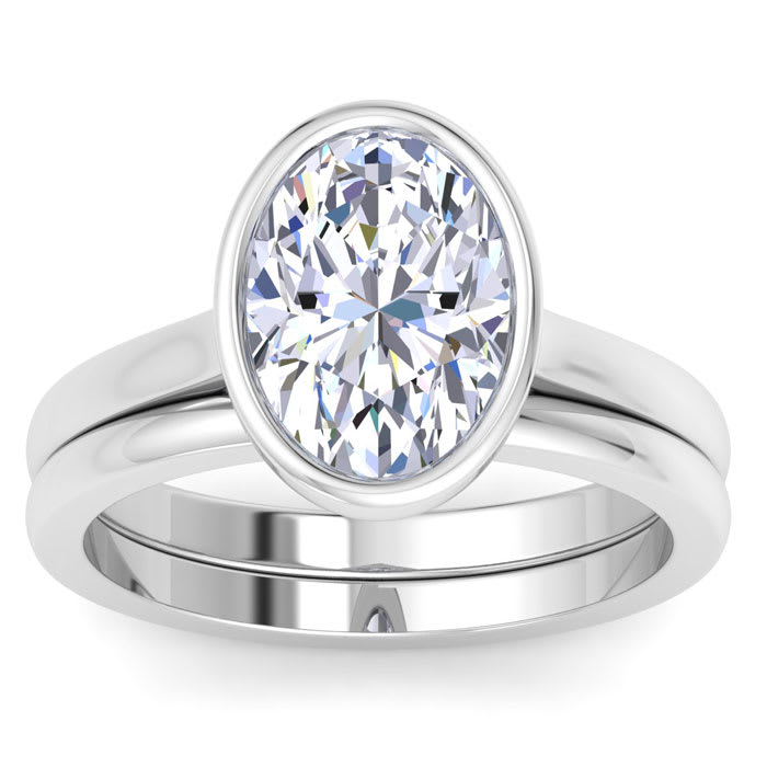 3 Carat Oval Shape Lab Grown Diamond Ring In Sterling Silver, Solitaire