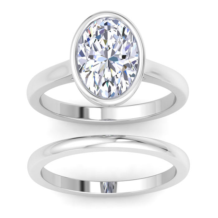 3 Carat Oval Shape Lab Grown Diamond Ring In Sterling Silver, Solitaire