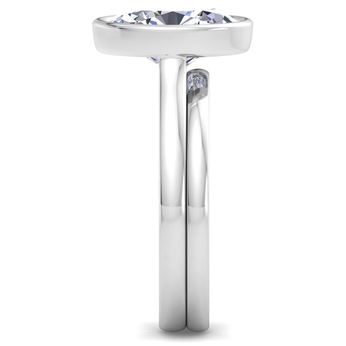 3 Carat Oval Shape Lab Grown Diamond Ring In Sterling Silver, Solitaire