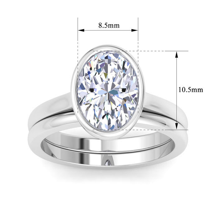 3 Carat Oval Shape Lab Grown Diamond Ring In Sterling Silver, Solitaire