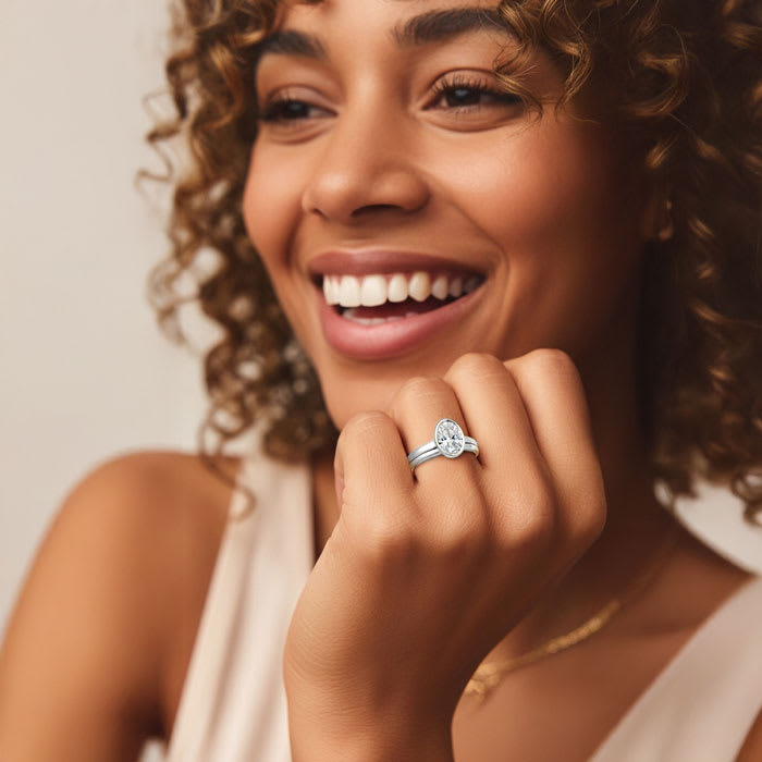 3 Carat Oval Shape Lab Grown Diamond Ring In Sterling Silver, Solitaire