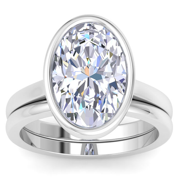 5 Carat Oval Shape Lab Grown Diamond Ring In Sterling Silver, Solitaire