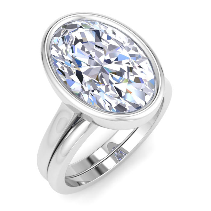 5 Carat Oval Shape Lab Grown Diamond Ring In Sterling Silver, Solitaire
