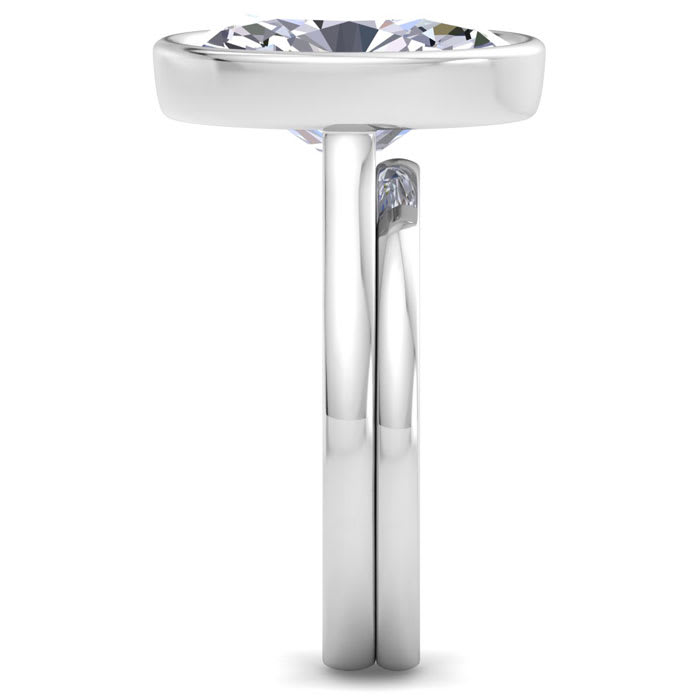 5 Carat Oval Shape Lab Grown Diamond Ring In Sterling Silver, Solitaire