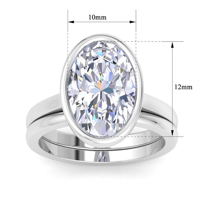 5 Carat Oval Shape Lab Grown Diamond Ring In Sterling Silver, Solitaire