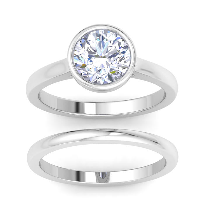 2 Carat Round Shape Lab Grown Diamond Ring In Sterling Silver, Solitaire