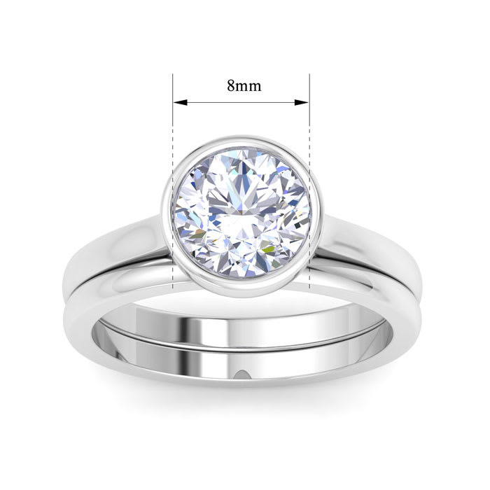 2 Carat Round Shape Lab Grown Diamond Ring In Sterling Silver, Solitaire