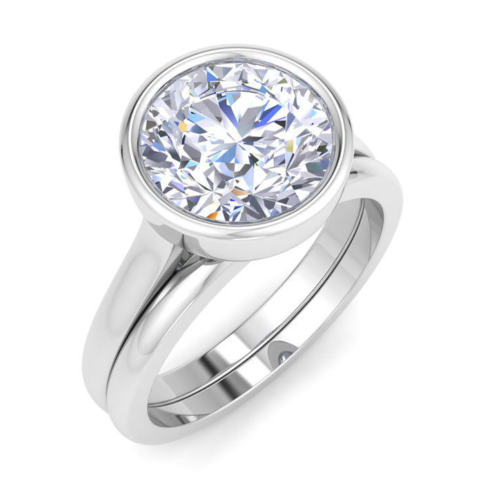 3 Carat Round Shape Lab Grown Diamond Ring In Sterling Silver, Solitaire