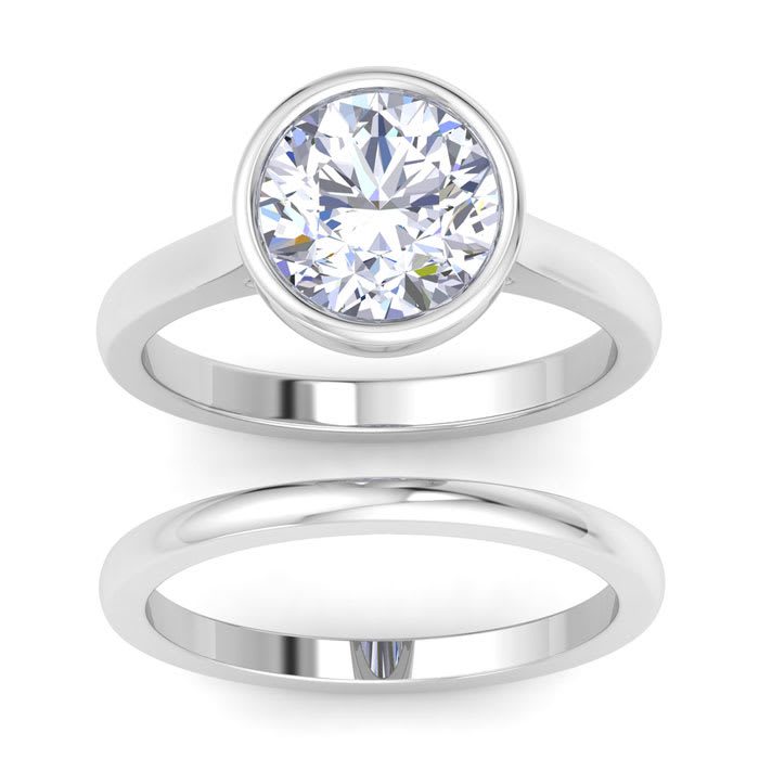 3 Carat Round Shape Lab Grown Diamond Ring In Sterling Silver, Solitaire