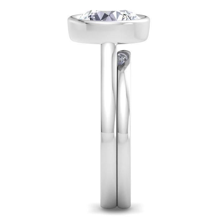 3 Carat Round Shape Lab Grown Diamond Ring In Sterling Silver, Solitaire