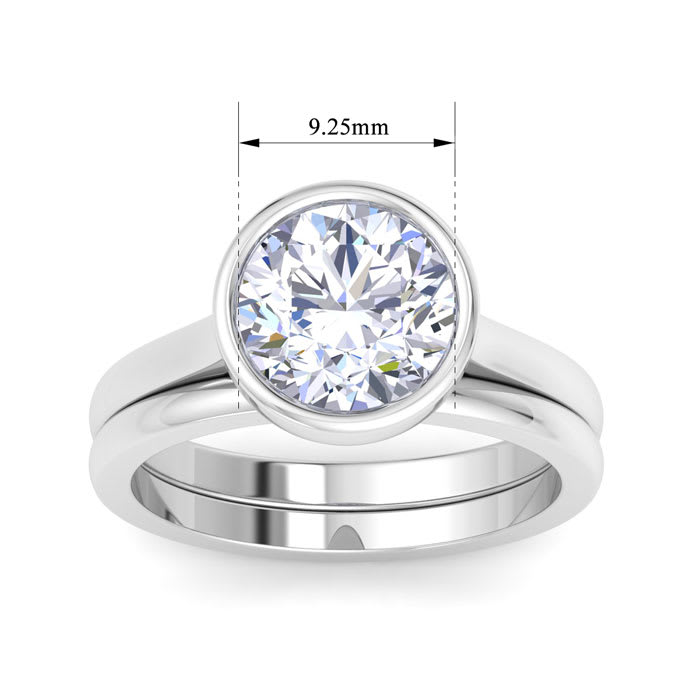 3 Carat Round Shape Lab Grown Diamond Ring In Sterling Silver, Solitaire