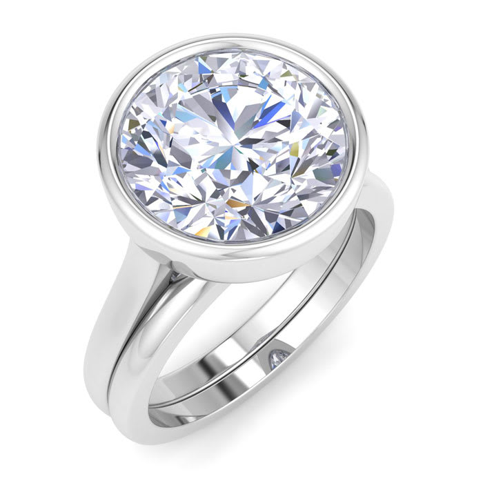 5 Carat Round Shape Lab Grown Diamond Ring In Sterling Silver, Solitaire