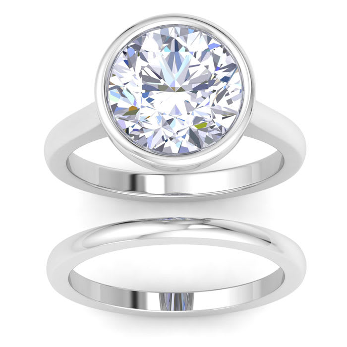 5 Carat Round Shape Lab Grown Diamond Ring In Sterling Silver, Solitaire