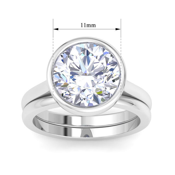 5 Carat Round Shape Lab Grown Diamond Ring In Sterling Silver, Solitaire