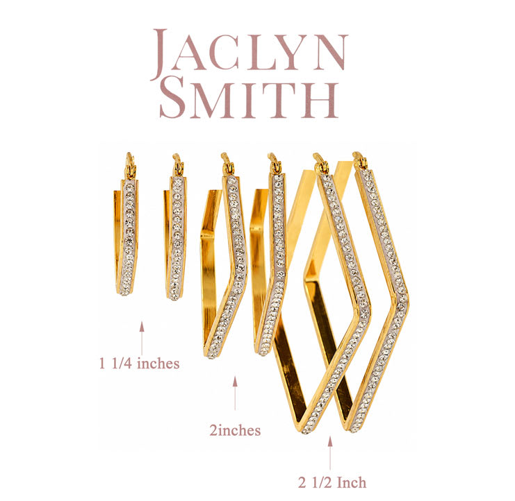 Jaclyn Smith Geometric Crystal Hoop Earrings Set of 3