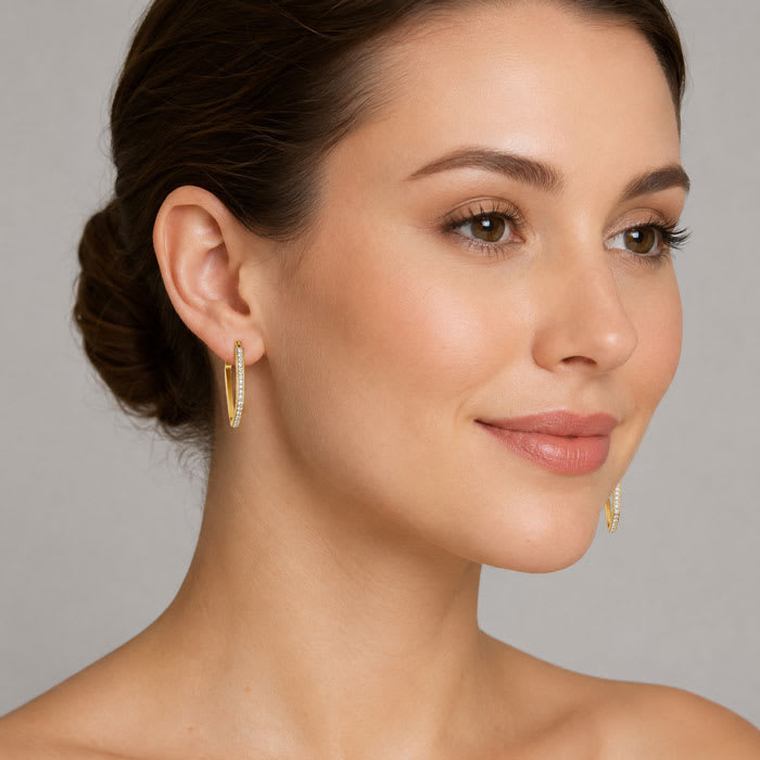 Jaclyn Smith Geometric Crystal Hoop Earrings Set of 3