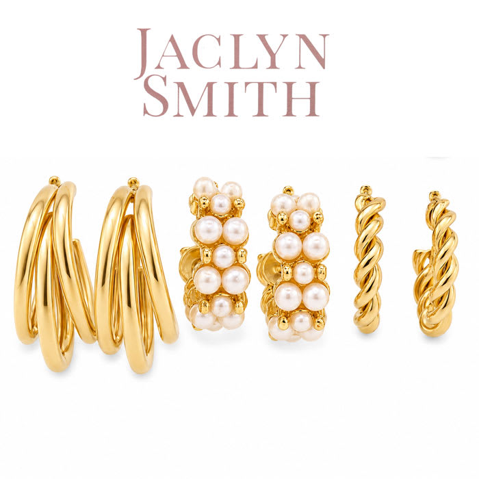 Jaclyn Smith Elegant Gold Hoop Earrings Set of 3