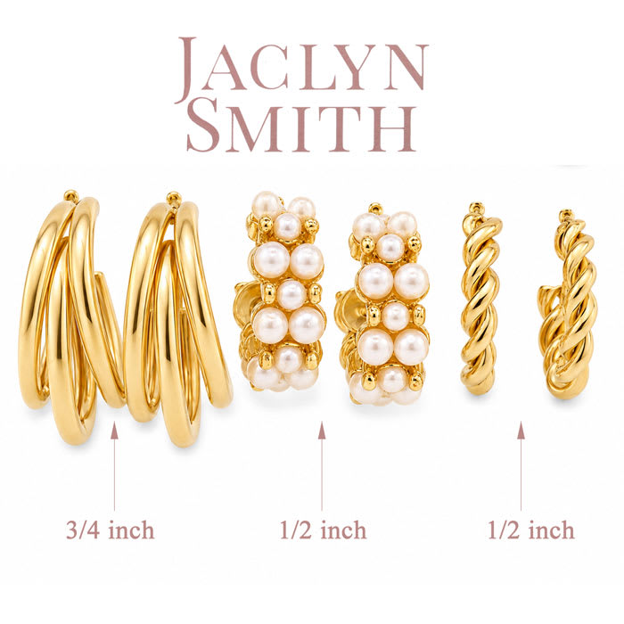 Jaclyn Smith Elegant Gold Hoop Earrings Set of 3