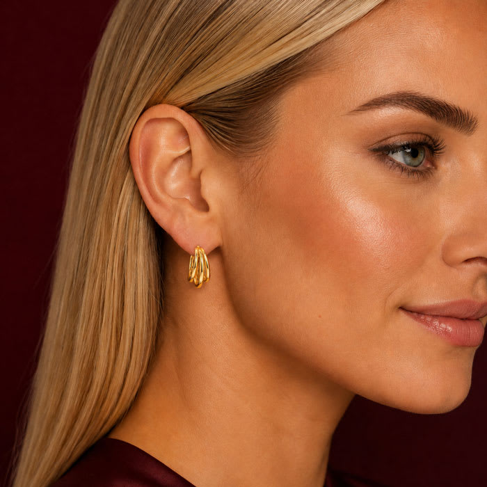 Jaclyn Smith Elegant Gold Hoop Earrings Set of 3