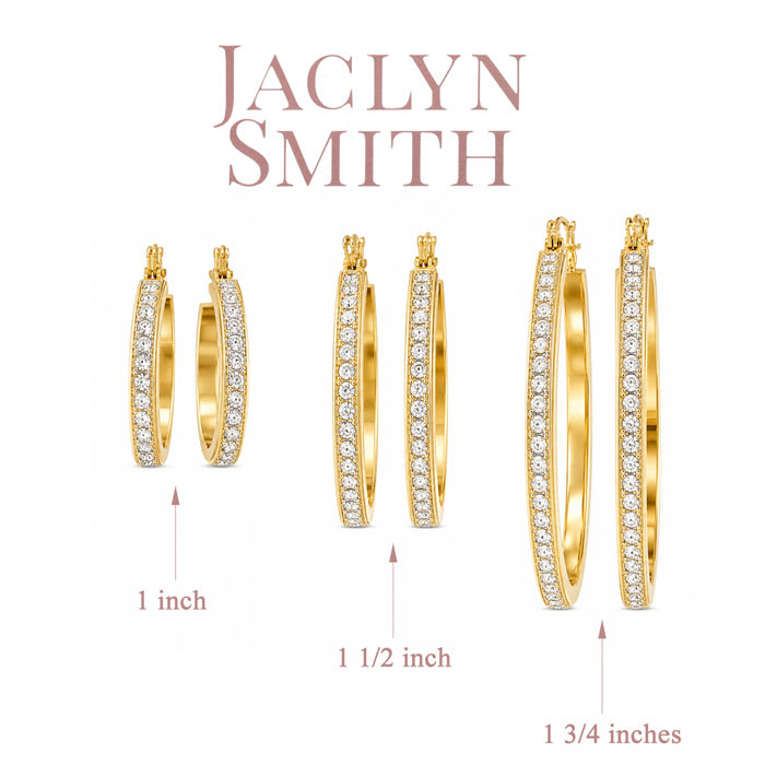 Jaclyn Smith Crystal Hoop Earrings Set of 3