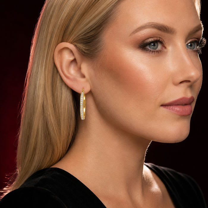 Jaclyn Smith Crystal Hoop Earrings Set of 3