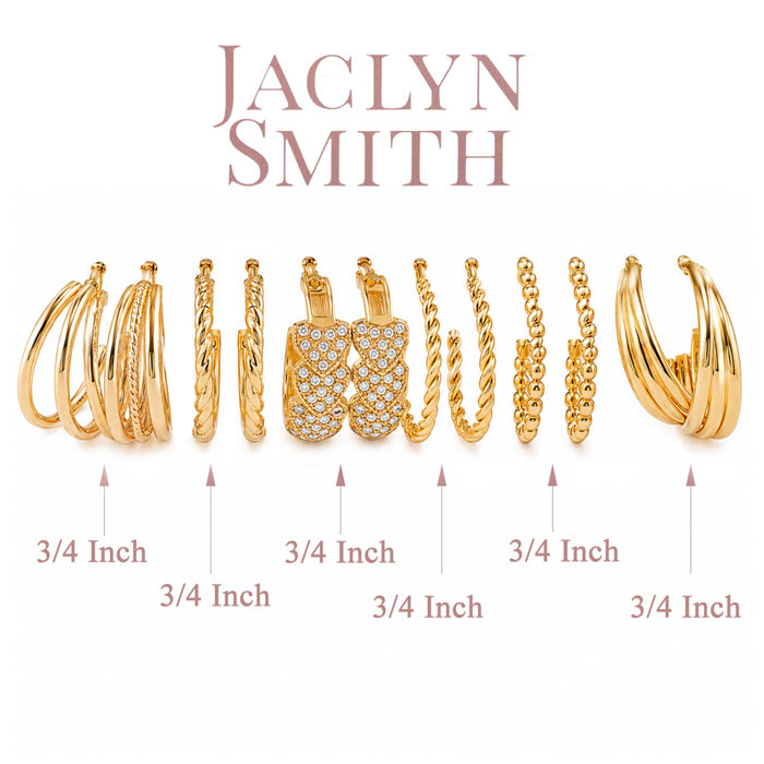 Jaclyn Smith Adorable Gold Hoop Earrings Set of 5