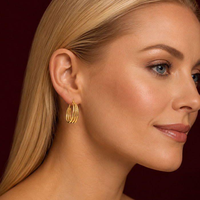 Jaclyn Smith Adorable Gold Hoop Earrings Set of 5