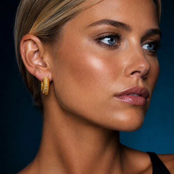 Jaclyn Smith Thick Tube Gold Hoop Earrings Set of 3