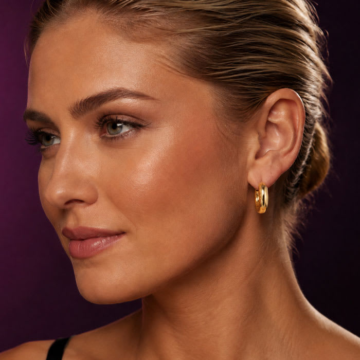 Jaclyn Smith Thick Tube Gold Hoop Earrings Set of 3