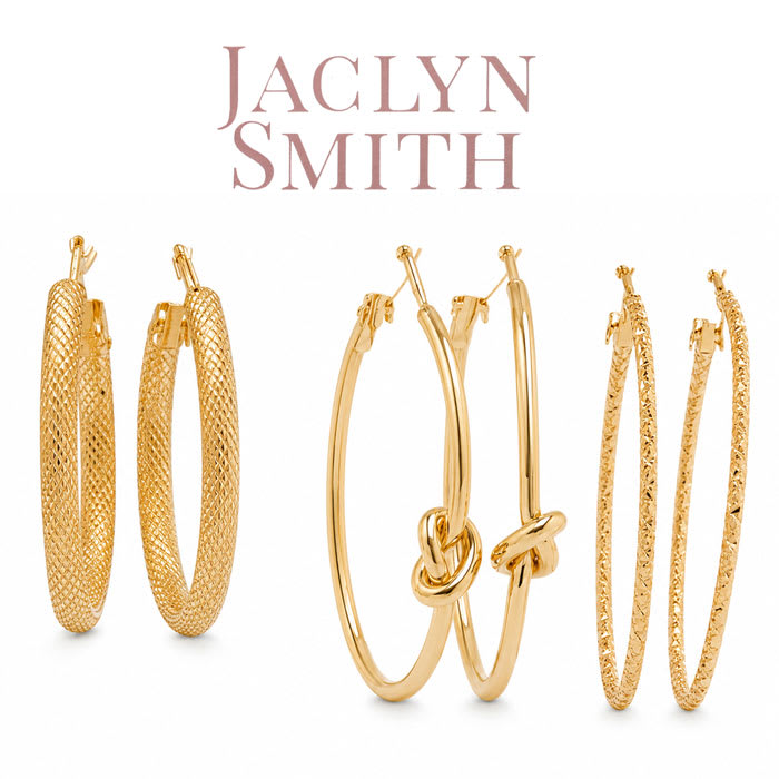 Jaclyn Smith Special Gold Hoop Earrings Set of 3