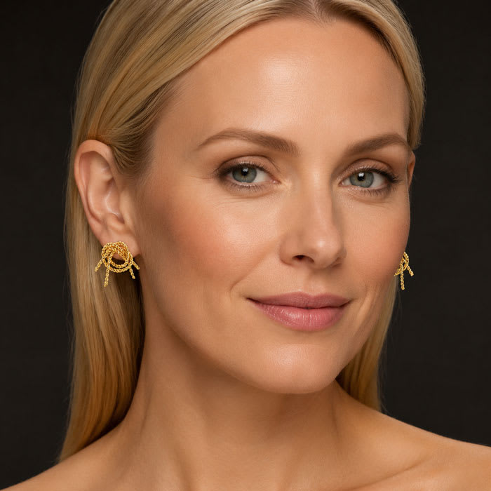 Jaclyn Smith Knotted Statement Stud Earrings In Gold