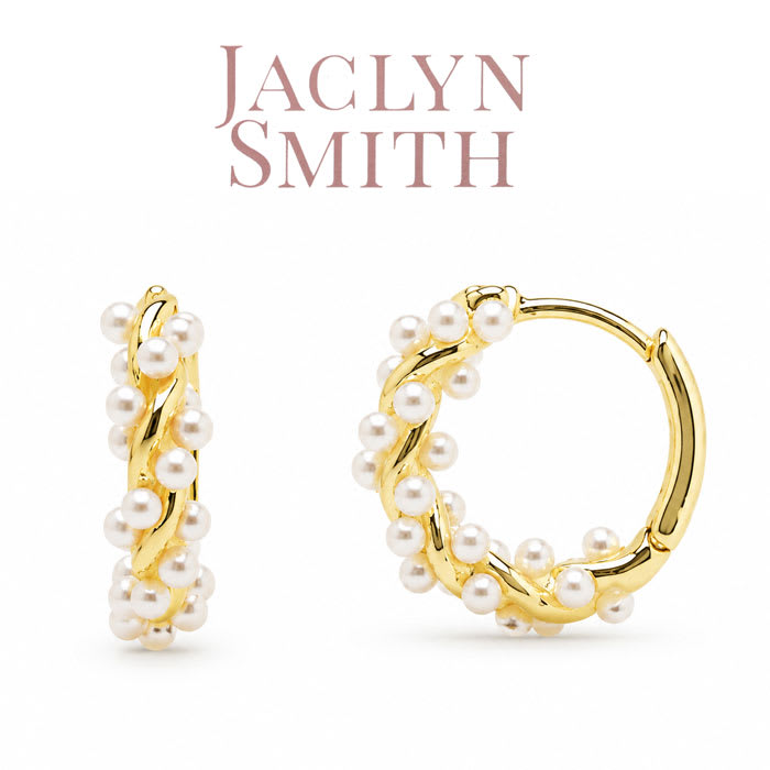 Jaclyn Smith Dainty Pearl Hoop Earrings In Gold