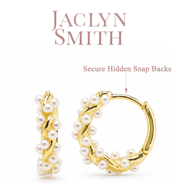 Jaclyn Smith Dainty Pearl Hoop Earrings In Gold