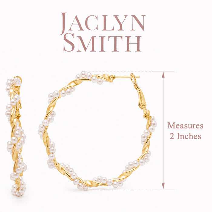 Jaclyn Smith Large Pearl Hoop Earrings In Gold