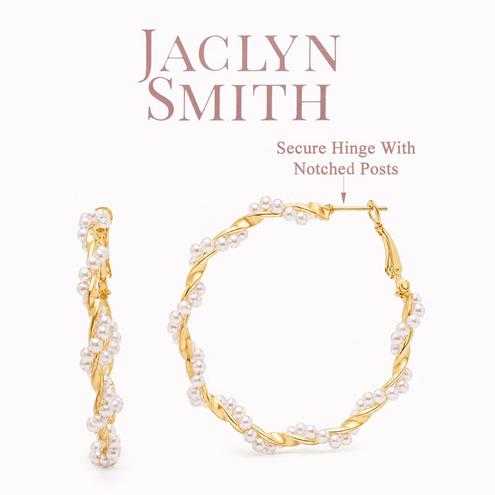 Jaclyn Smith Large Pearl Hoop Earrings In Gold