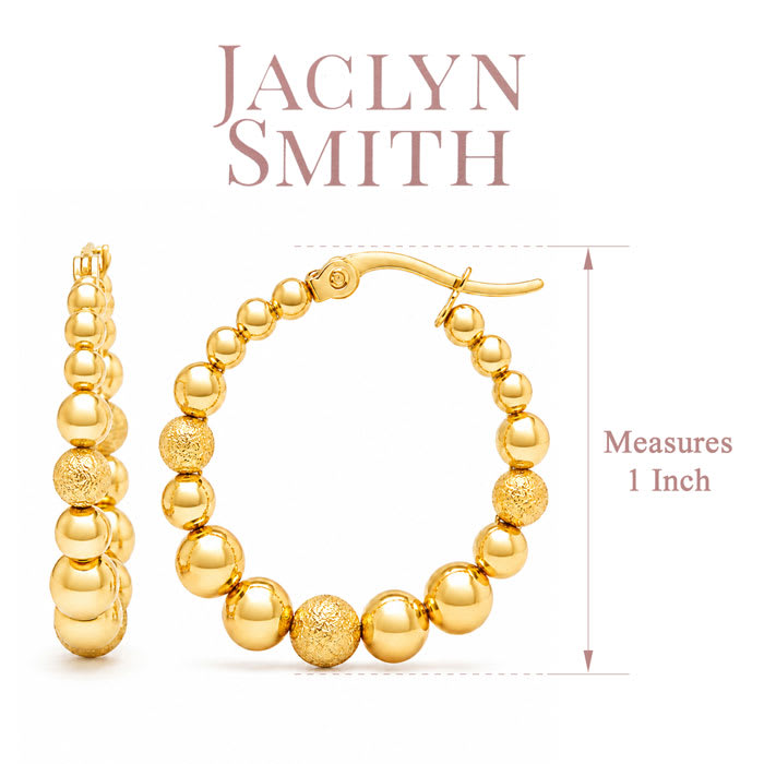 Jaclyn Smith Beaded Hoop Earrings In Gold