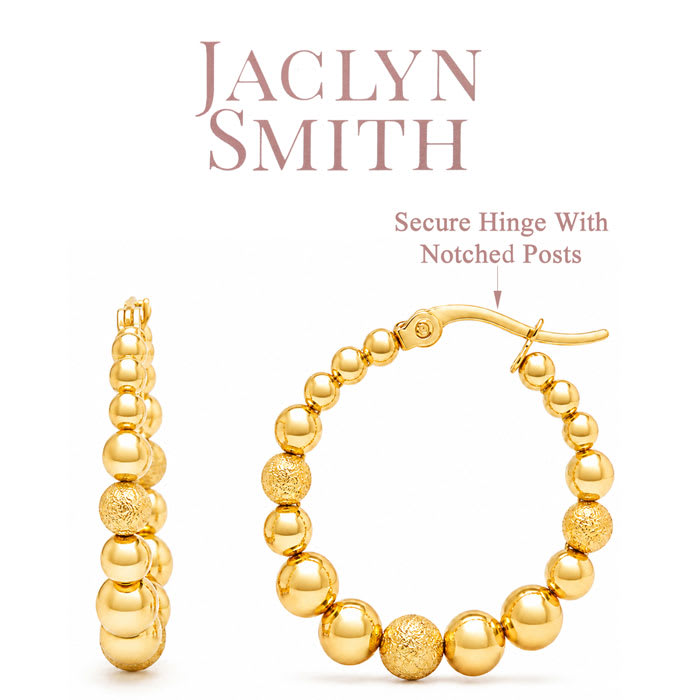 Jaclyn Smith Beaded Hoop Earrings In Gold