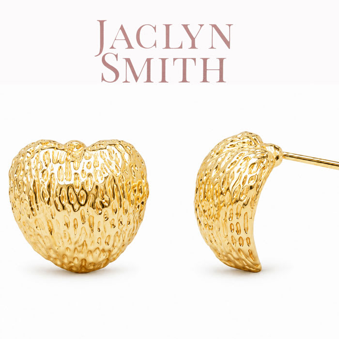 Jaclyn Smith Heart Statement Stud Earrings In Gold